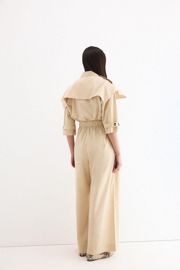 Pedro del Hierro Macac&atilde;o perna larga em gabardina Beige