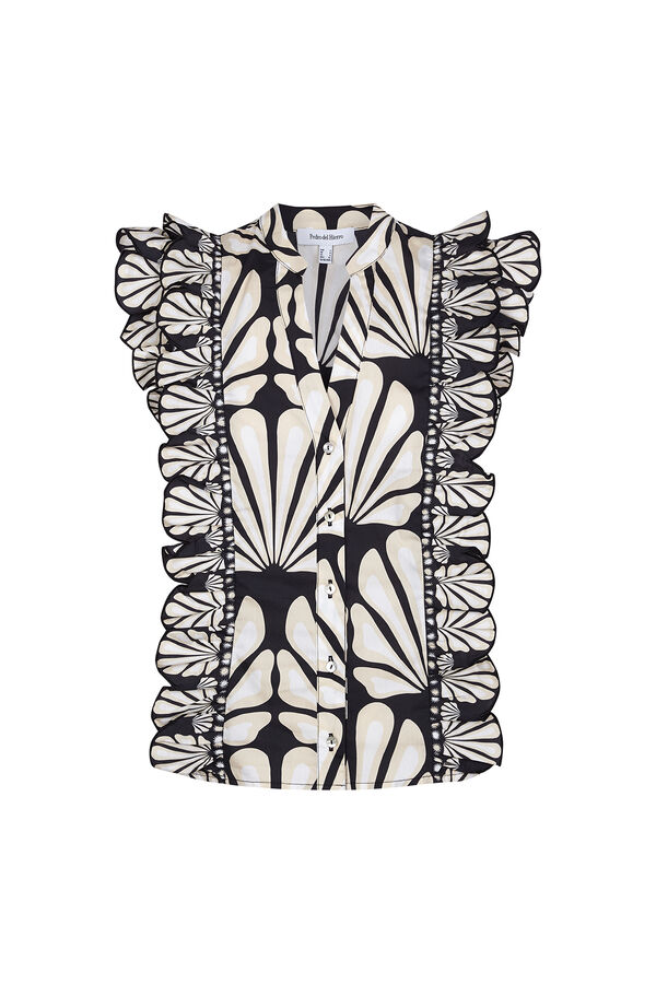 Pedro del Hierro Blusa estampada bicolor Beige