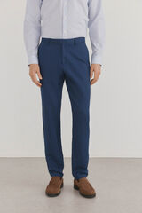 Pedro del Hierro Pantal&oacute;n algod&oacute;n y lino Azul