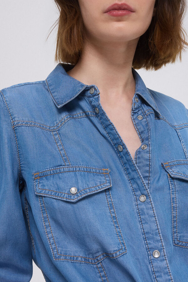Pedro del Hierro Camisa jeans 100% tencel&trade; lyocell Azul
