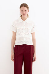 Pedro del Hierro Top gola polo efeito crochet de malha Branco