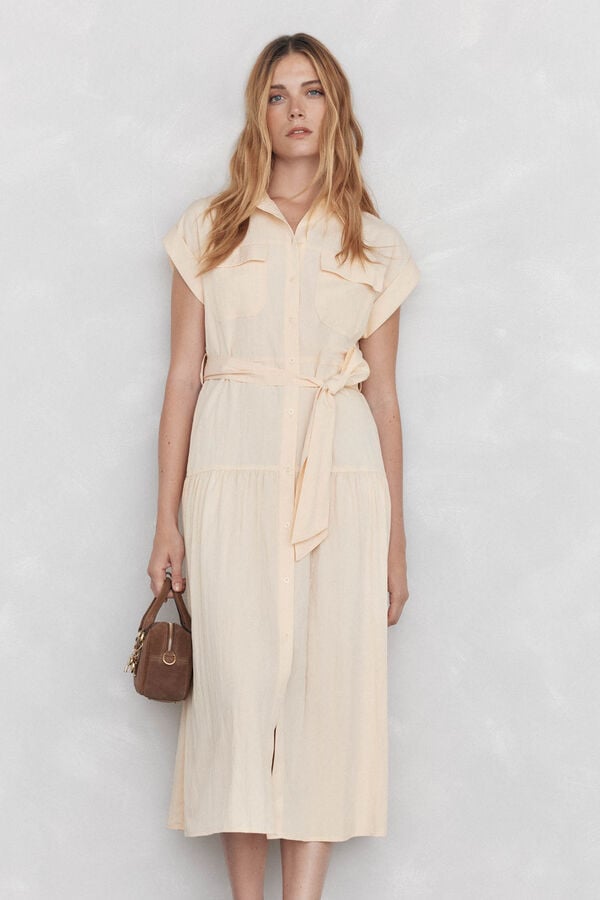 Pedro del Hierro Vestido camisero sin mangas largo midi Amarillo