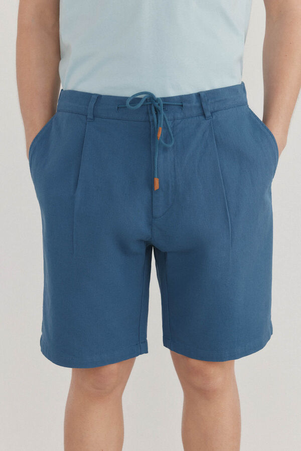 Pedro del Hierro Bermudas com linho e atacadores Azul