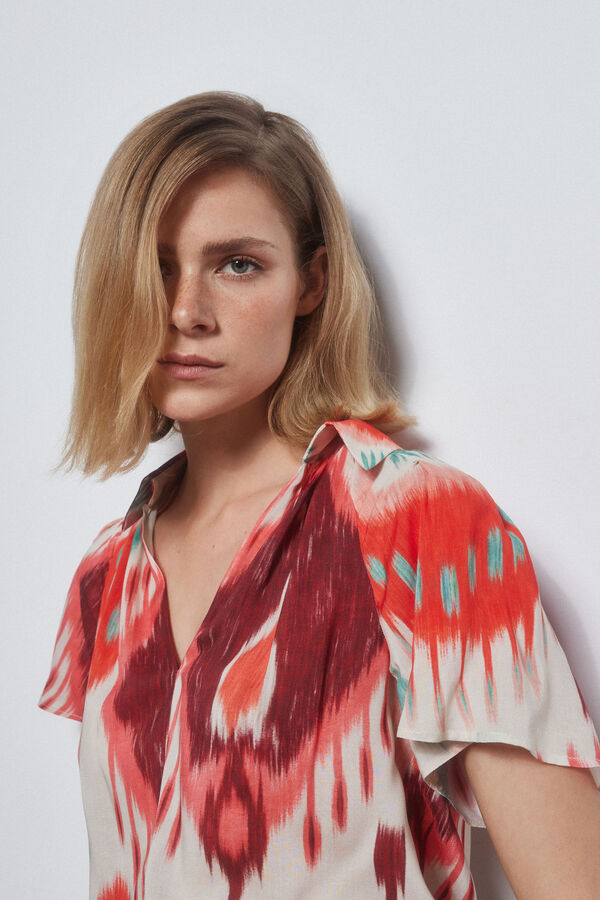 Pedro del Hierro Camisa larga estampada Bordeaux