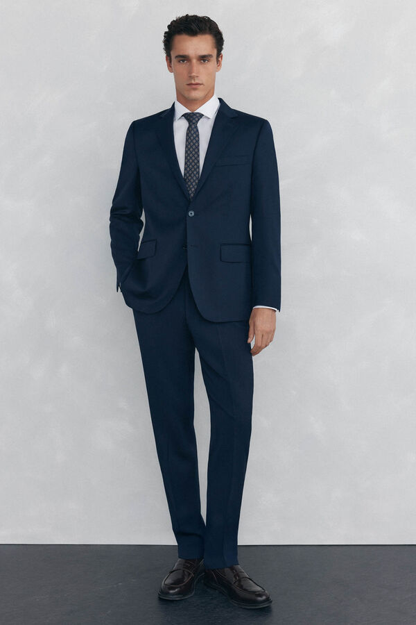 Pedro del Hierro Blazer bi-el&aacute;stico liso e sob medida Azul