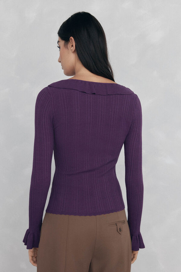 Pedro del Hierro Jersey punto fino canal&eacute; volante Morado