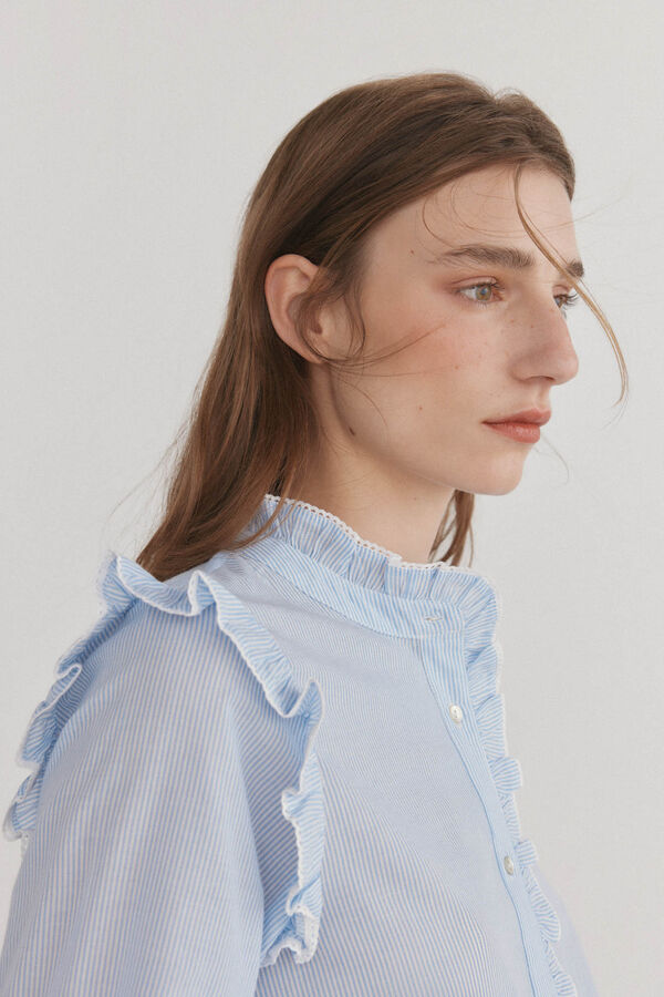 Pedro del Hierro Blusa rom&aacute;ntica rayas Azul