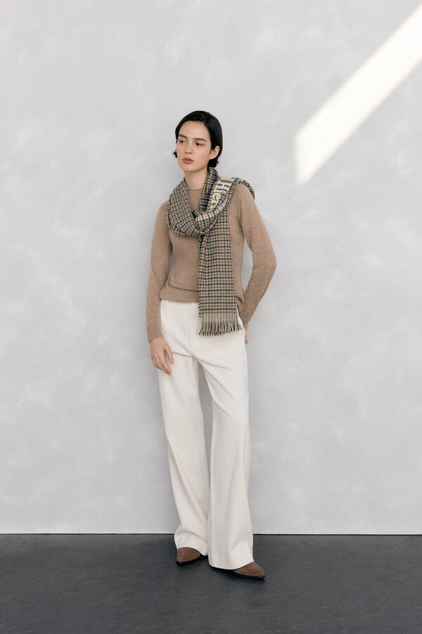 Pedro del Hierro Cal&ccedil;as de veludo cl&aacute;ssicas de perna larga Ecru