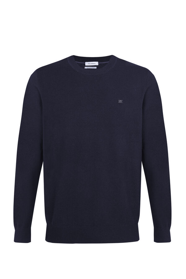 Pedro del Hierro Jersey lana cashmere cuello redondo Azul