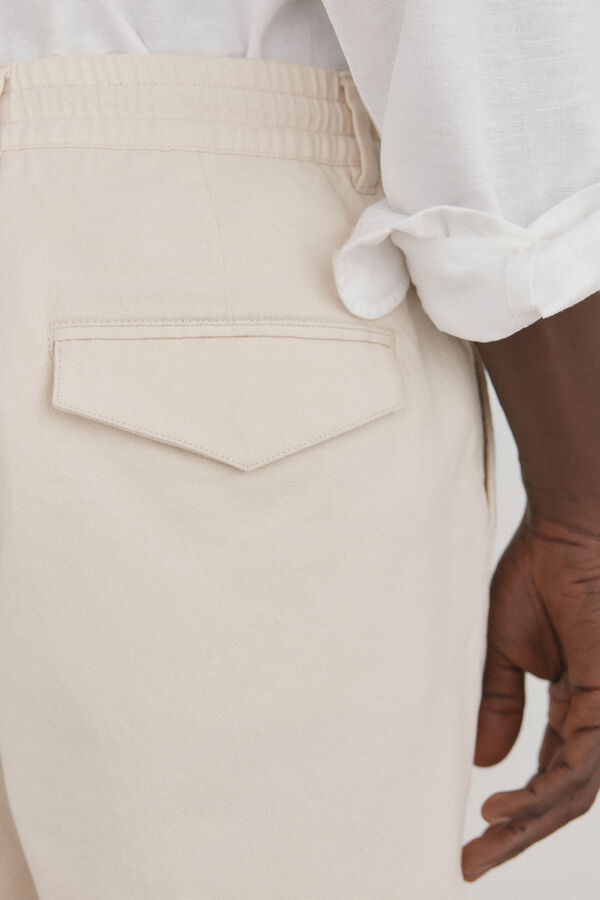 Pedro del Hierro Bermudas com linho e atacadores Ecru