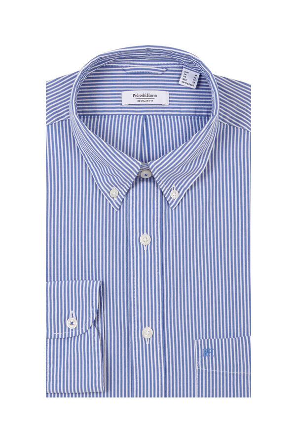 Pedro del Hierro Camisa em seersucker &agrave;s riscas Azul