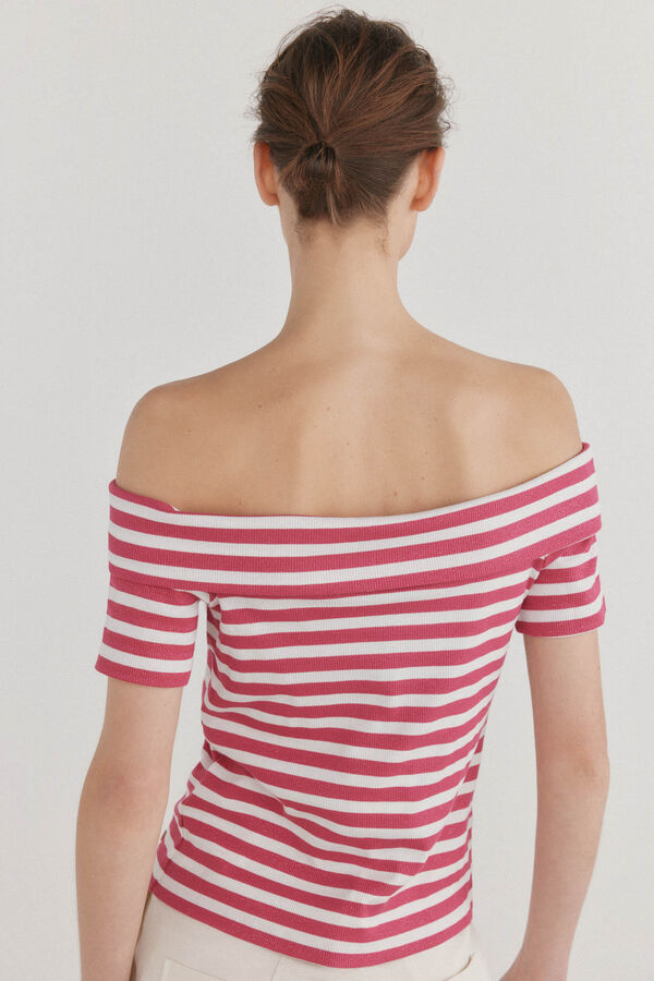 Pedro del Hierro Camiseta sin hombros rayas Coral