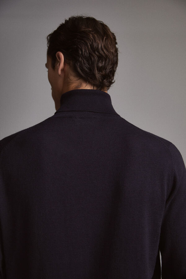 Pedro del Hierro Jersey lana cashmere cuello pico Azul