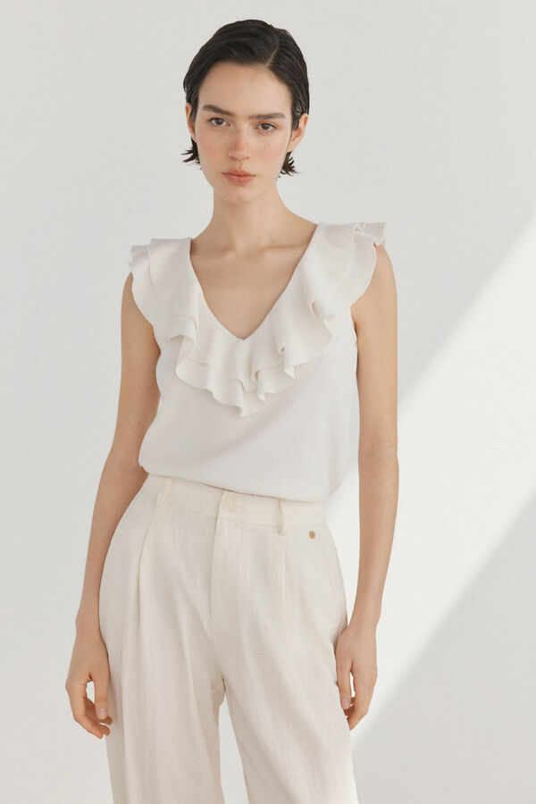 Pedro del Hierro Camiseta volantes Blanco