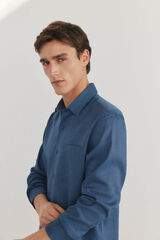 Pedro del Hierro Camisa lino lisa Azul
