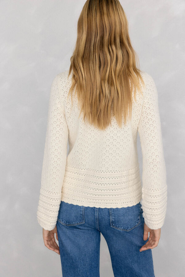 Pedro del Hierro Jersey fantas&iacute;a calada manga acampanada Crudo