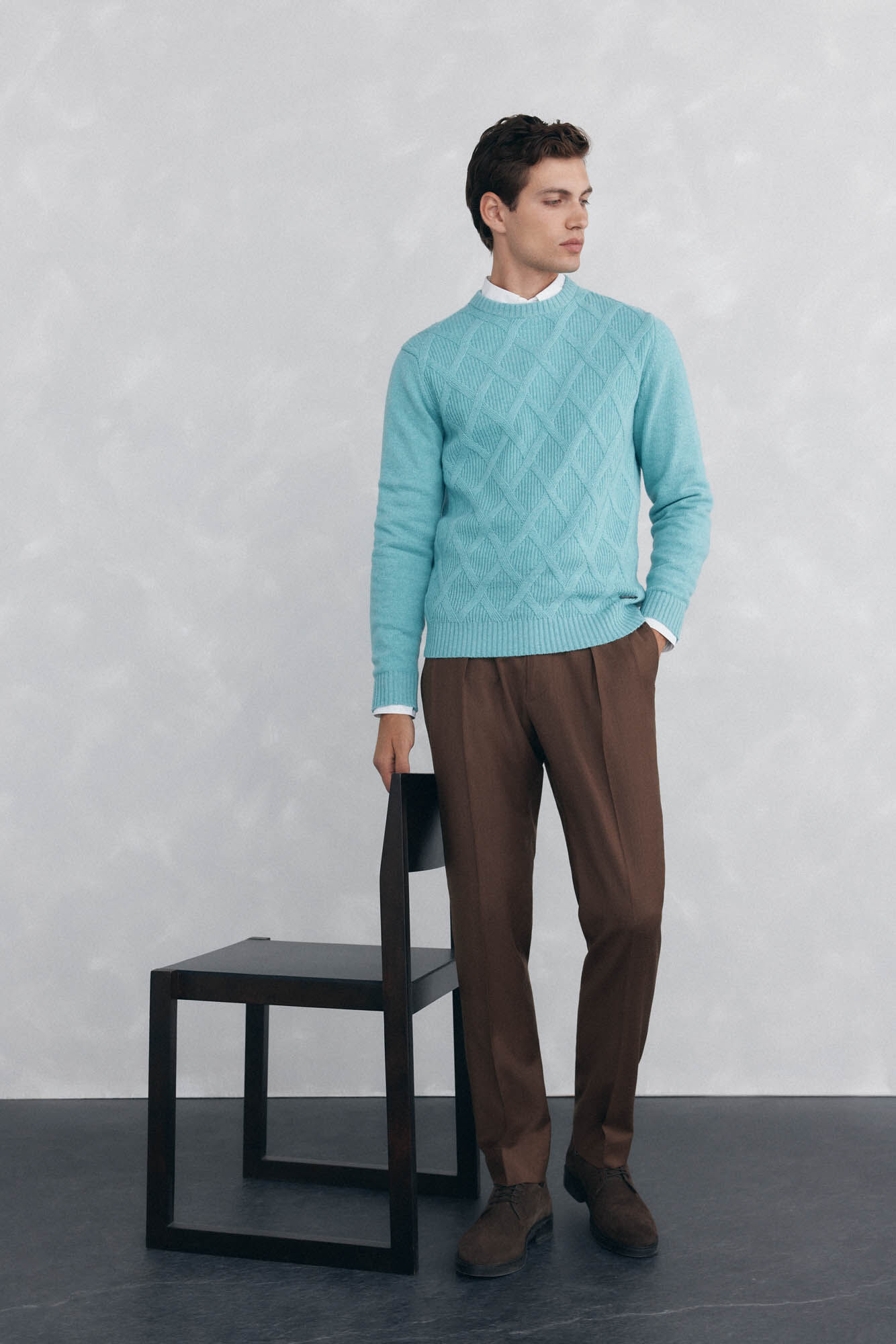 Pedro del Hierro Su&eacute;ter gola redonda em formato de diamante