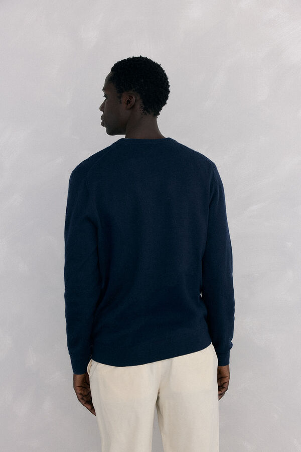 Pedro del Hierro Gola de l&atilde; merino e cashmere com bico Azul