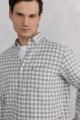 Pedro del Hierro Camisa cuadros franela tejido italiano Gris