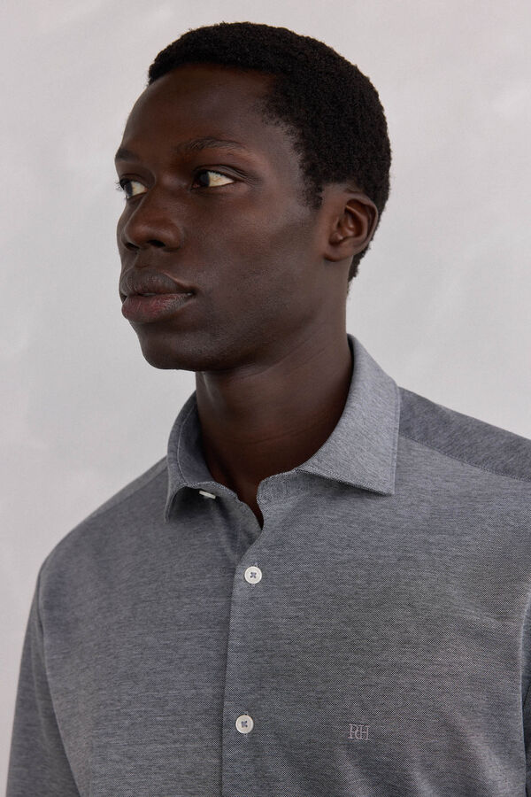 Pedro del Hierro Camisa de malha malha Cizento