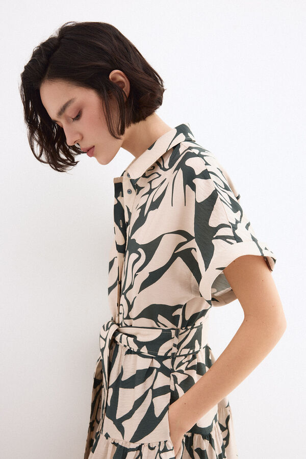 Pedro del Hierro Vestido camisero estampado Beige