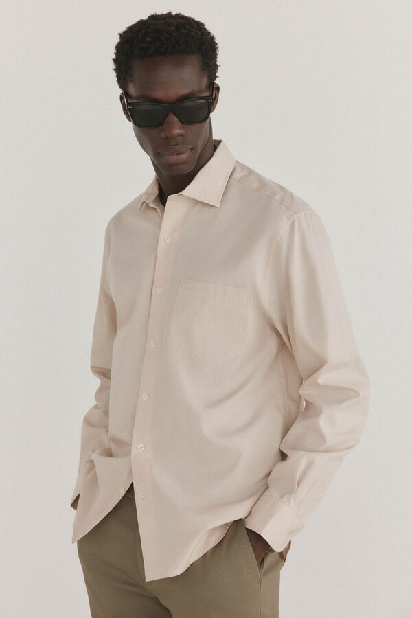 Pedro del Hierro Camisa de popelina lisa Beige