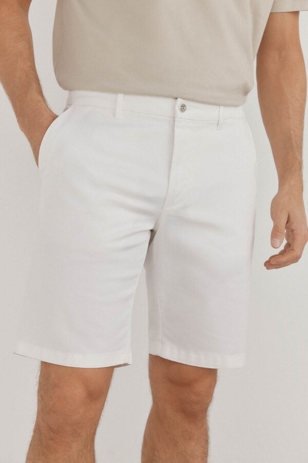 Pedro del Hierro Bermuda chino premium flex Blanco