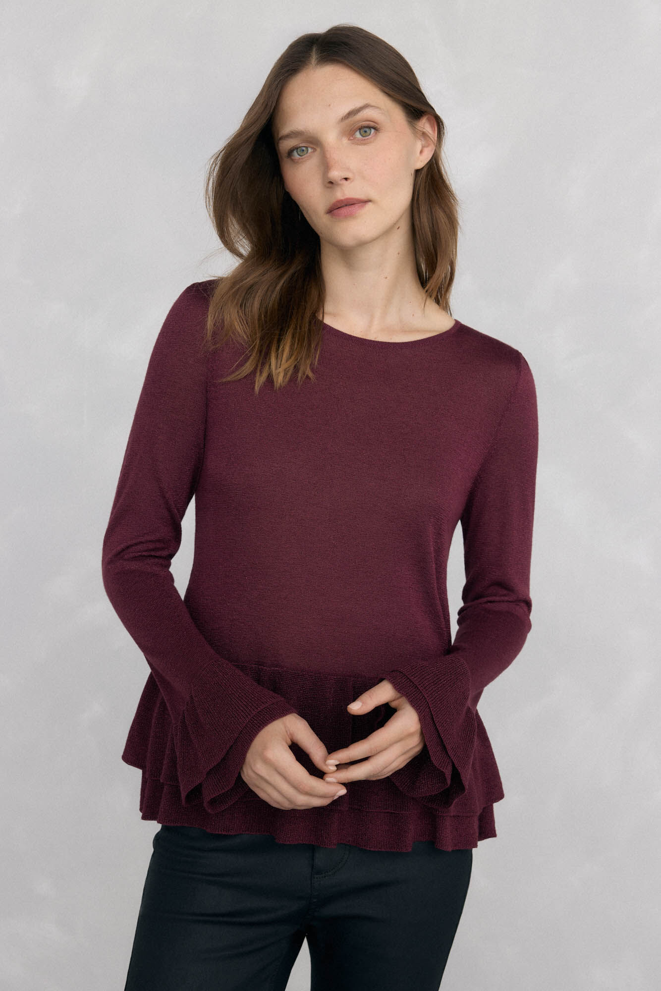 Pedro del Hierro Jersey brilhante com babados