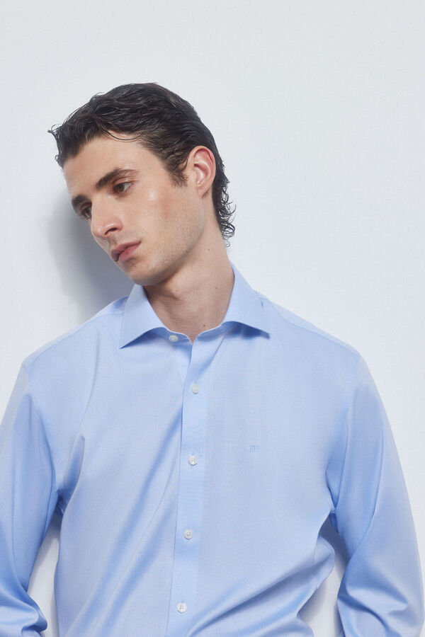 Pedro del Hierro Camisa vestir lisa non iron + antimanchas Azul