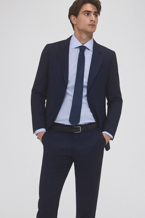 Pedro del Hierro Camisa aos quadrados non iron + antimanchas Azul