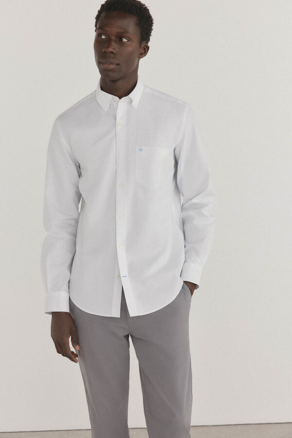 Pedro del Hierro Camisa non iron + antimanchas cuadros Blanco