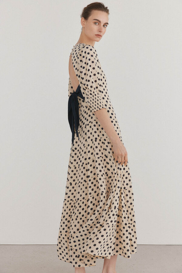 Pedro del Hierro Vestido de bolinhas com la&ccedil;o contrastante V&aacute;rios