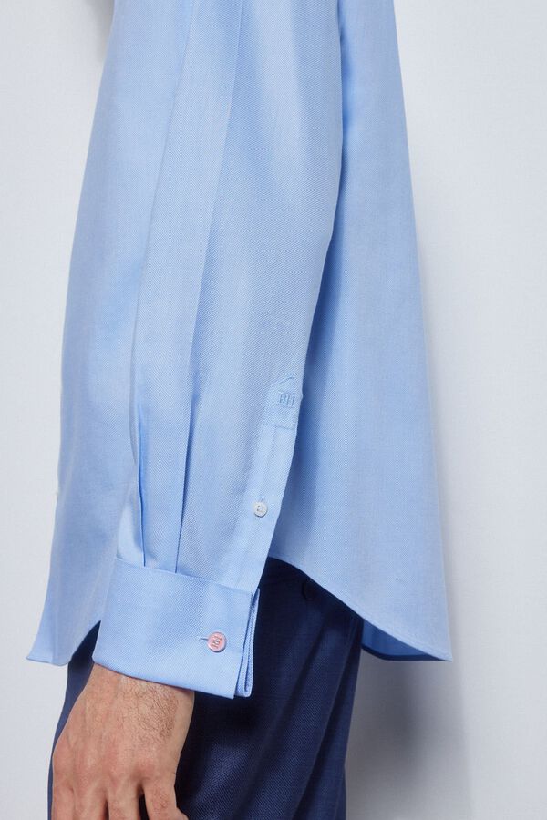 Pedro del Hierro camisa g&eacute;meos lisa non iron + antimanchas Azul