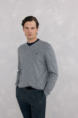 Pedro del Hierro Jersey cuello pico lana merino y cashmere Gris