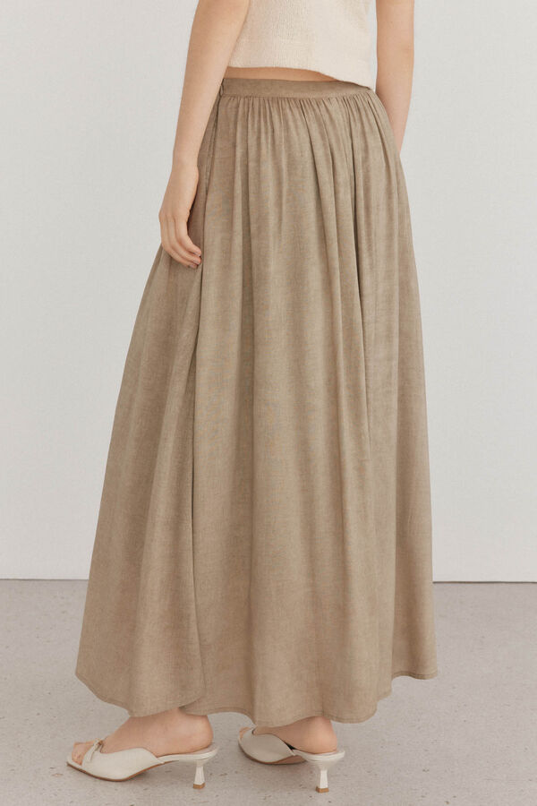 Pedro del Hierro Saia midi volume de linho Verde