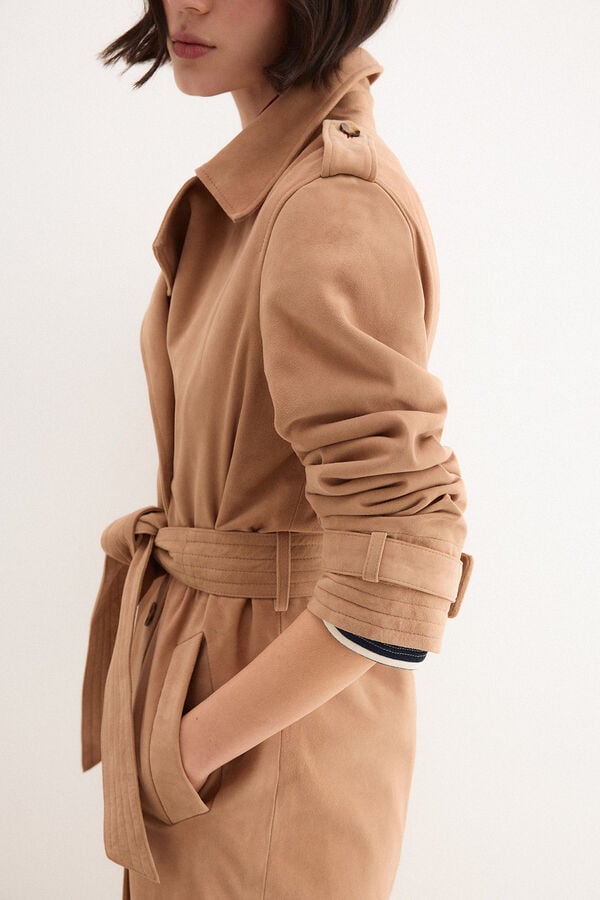 Pedro del Hierro Gabardina de camur&ccedil;a Beige