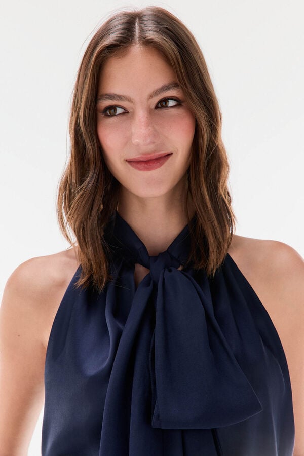 TFP by Tamara Falc&oacute; Top com la&ccedil;ada liso Azul