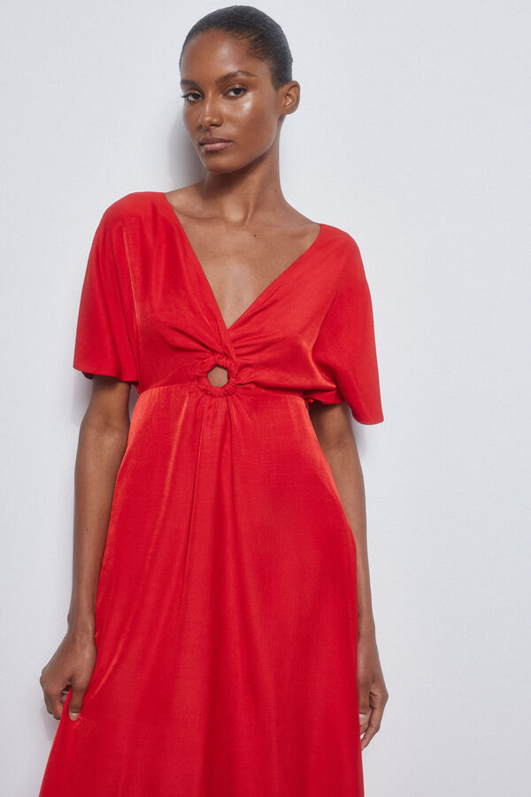 Pedro del Hierro Vestido vermelho franzido Vermelho