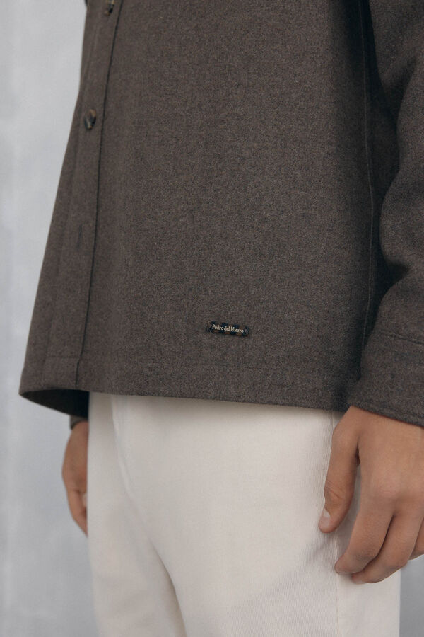 Pedro del Hierro Sobrecamisa de l&atilde; lisa Marrom