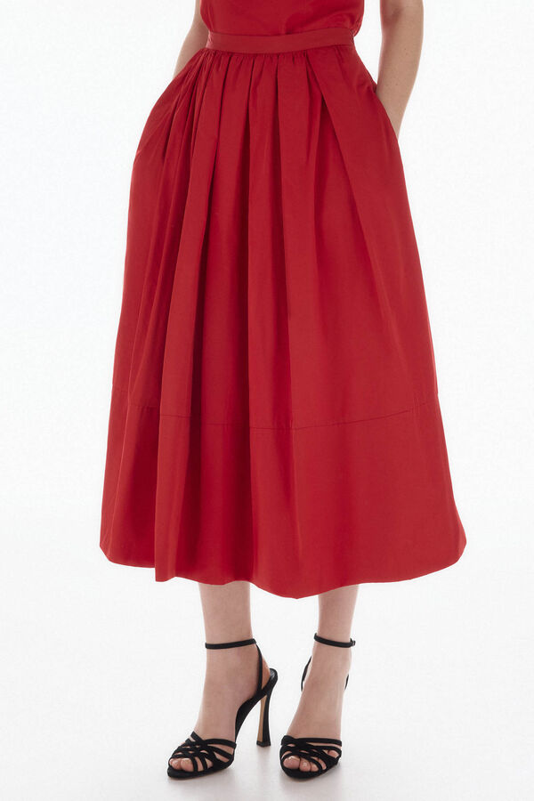 TFP by Tamara Falc&oacute; Saia midi de tafet&aacute; Vermelho