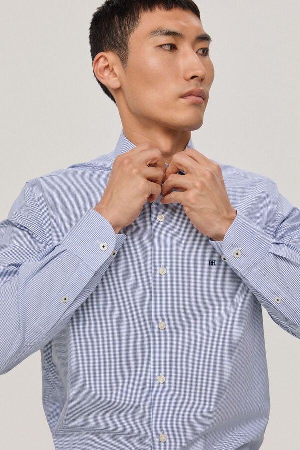 Pedro del Hierro Camisa vestir non iron y antimanchas rayas classic fit Azul