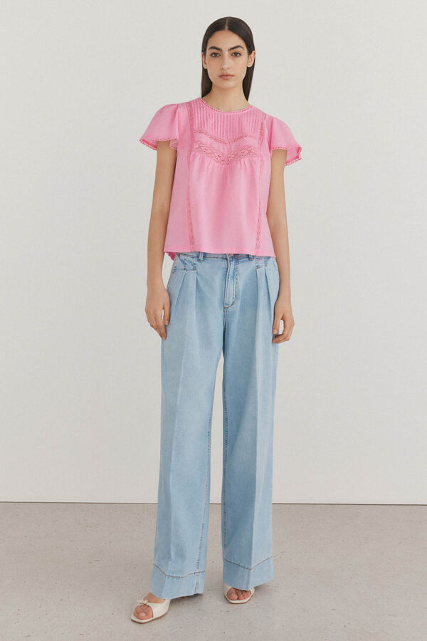 Pedro del Hierro Camiseta rom&aacute;ntica combinada Rosa