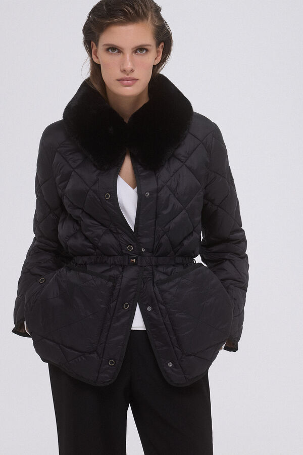 Pedro del Hierro Chaqueta acolchada cintur&oacute;n Negro