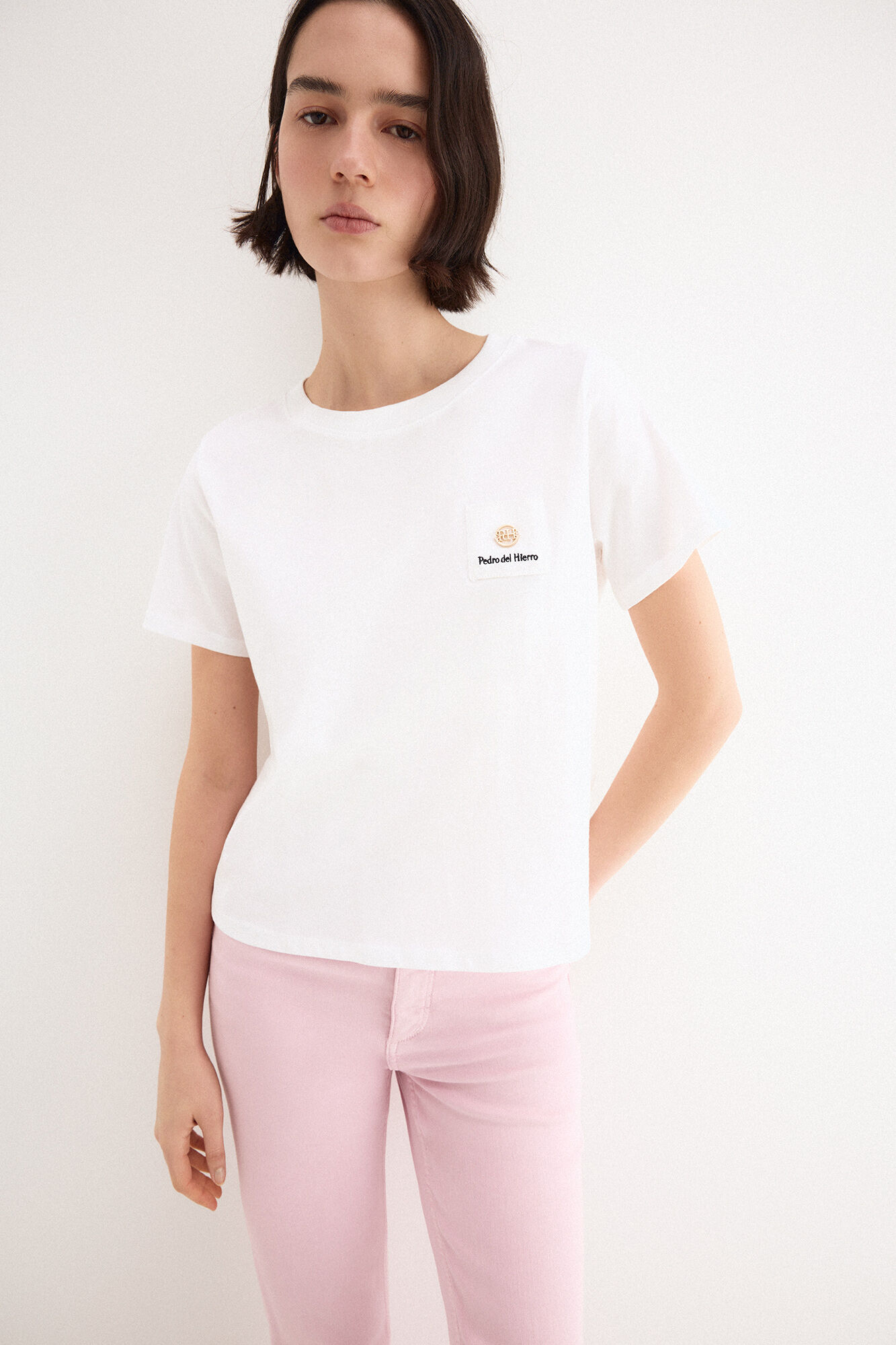 Pedro del Hierro T-shirt b&aacute;sica com plaquinha