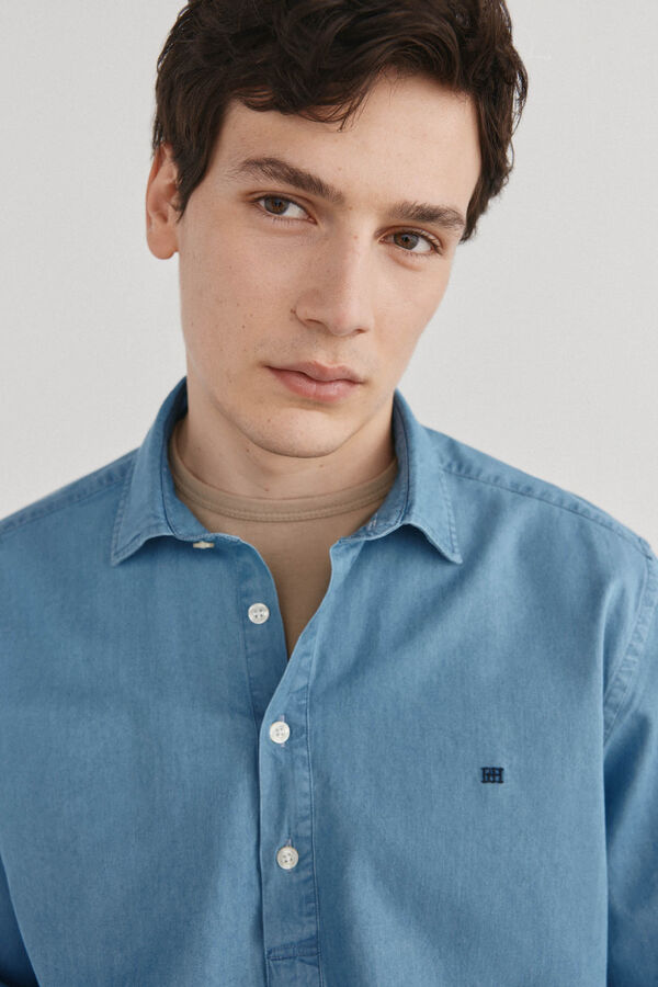 Pedro del Hierro Camiseta denim de tecido italiano Azul