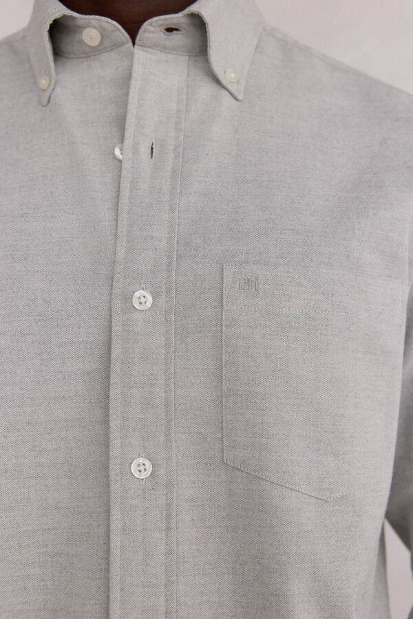 Pedro del Hierro Camisa Oxford Lisa Escovada Cizento