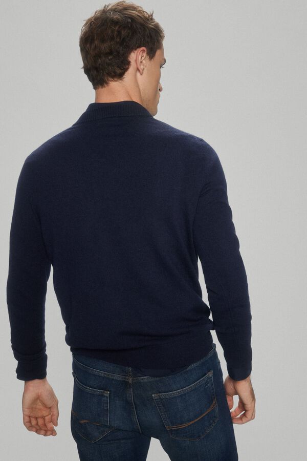 Pedro del Hierro Camisola e l&atilde; e cashmere com decote em bico Azul