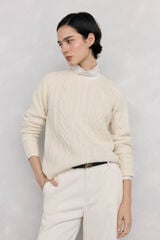 Pedro del Hierro Jersey lana premium ochos y trenzas Beige