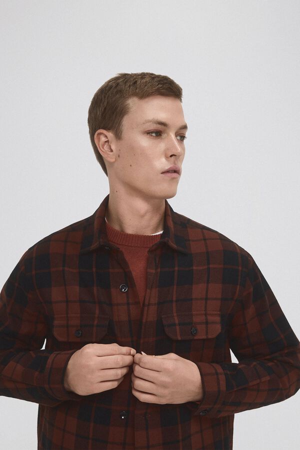 Pedro del Hierro Sobrecamisa cuadros Naranja