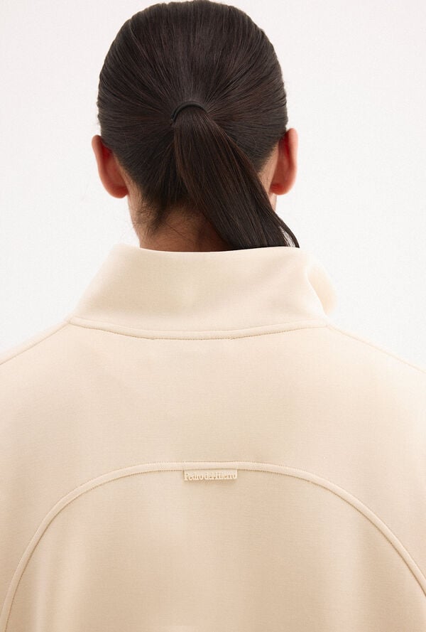 Pedro del Hierro Sweatshirt soft touch com gola Beige